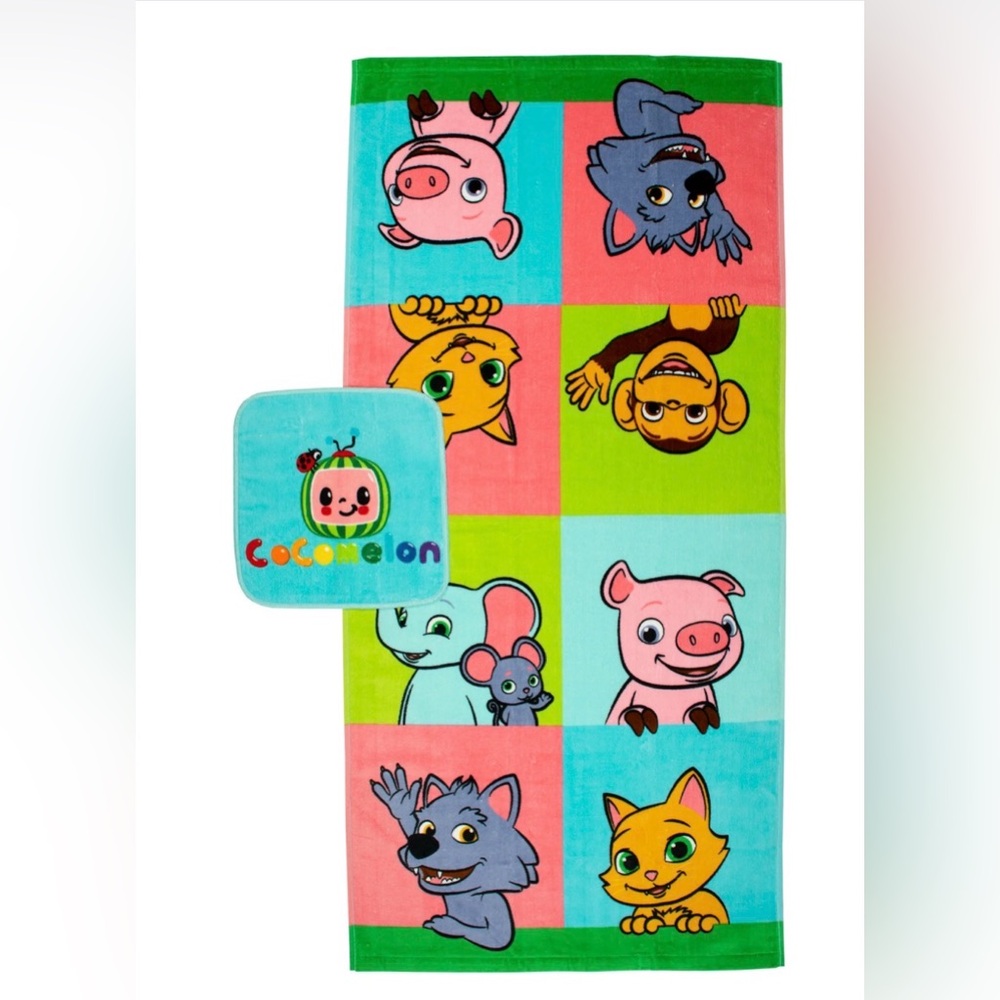 Cocomelon Kids Cotton 2 Piece Towel and Washcloth Set